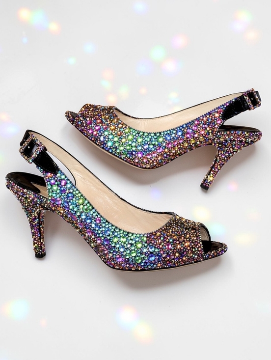 Manolo Blahnik Shoes - Manolo Blahnik Custom Rainbow Crystal Heels  Size 37
